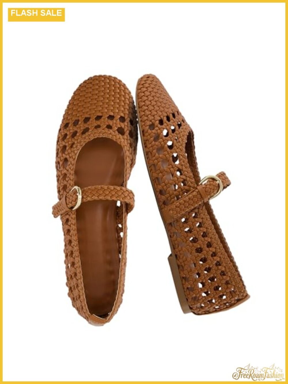 Woven Mary Jane Ballet Flats with Adjustable Strap Cushioned Comfort